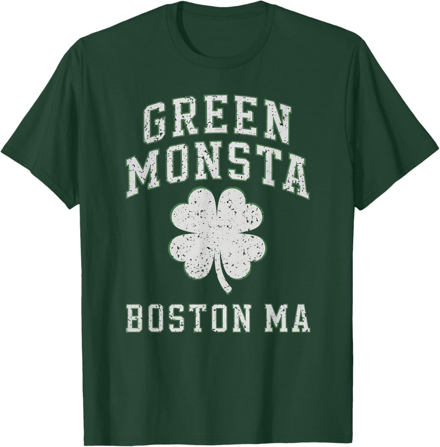 The Green Monsta Boston Irish Pride Distressed Clover T-Shirt - T-Shirt | Forest