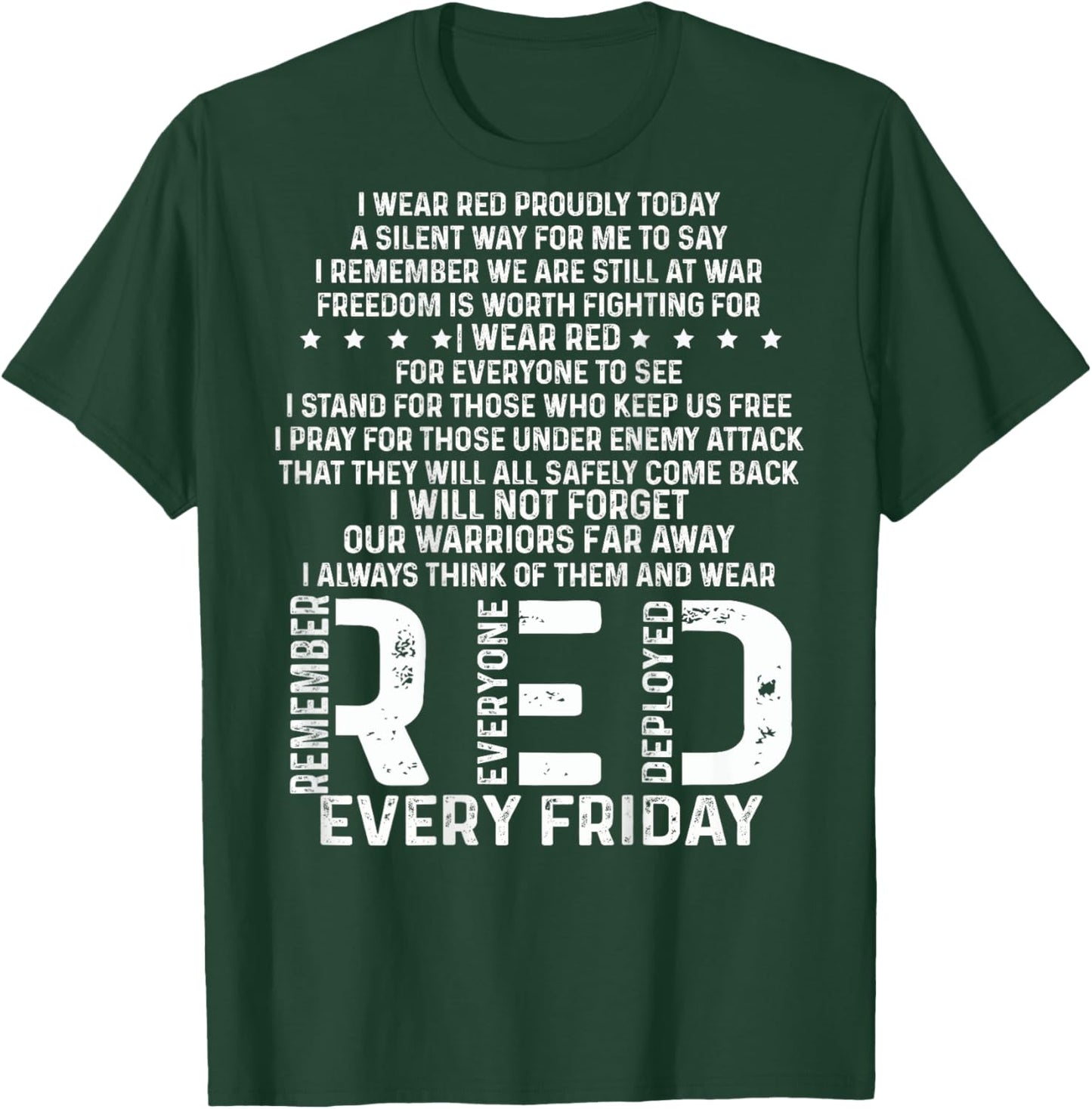 Red Friday Remember The Deployed Military Troops Poem T-Shirt - T-Shirt | Forest