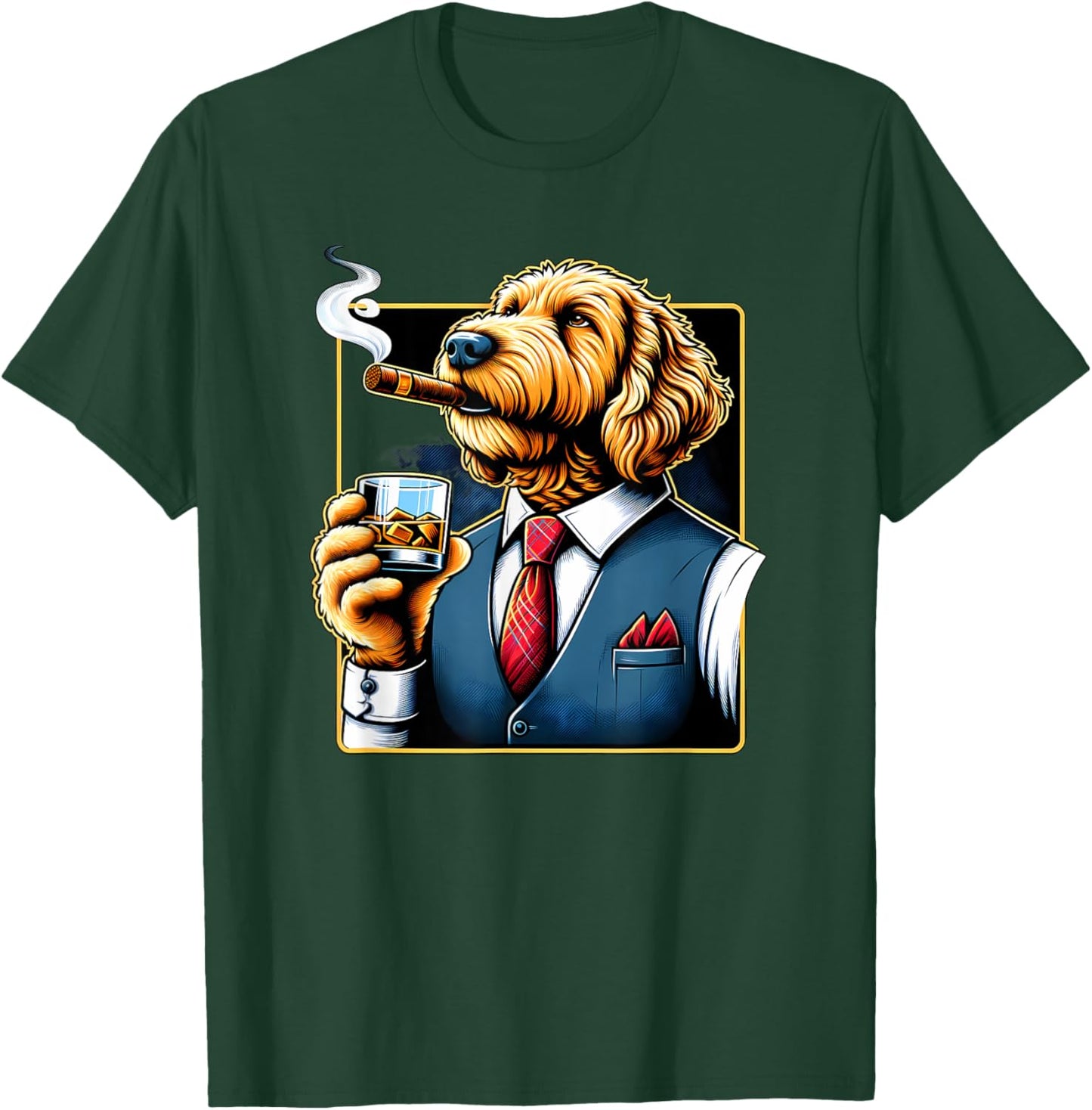 Labradoodle Dog Cigar And Whiskey T-Shirt - T-Shirt | Forest