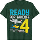 Kids Ready For Takeoff I'm 4 Airplane 4 Years Old 4th Birthday T-Shirt - T-Shirt | Forest