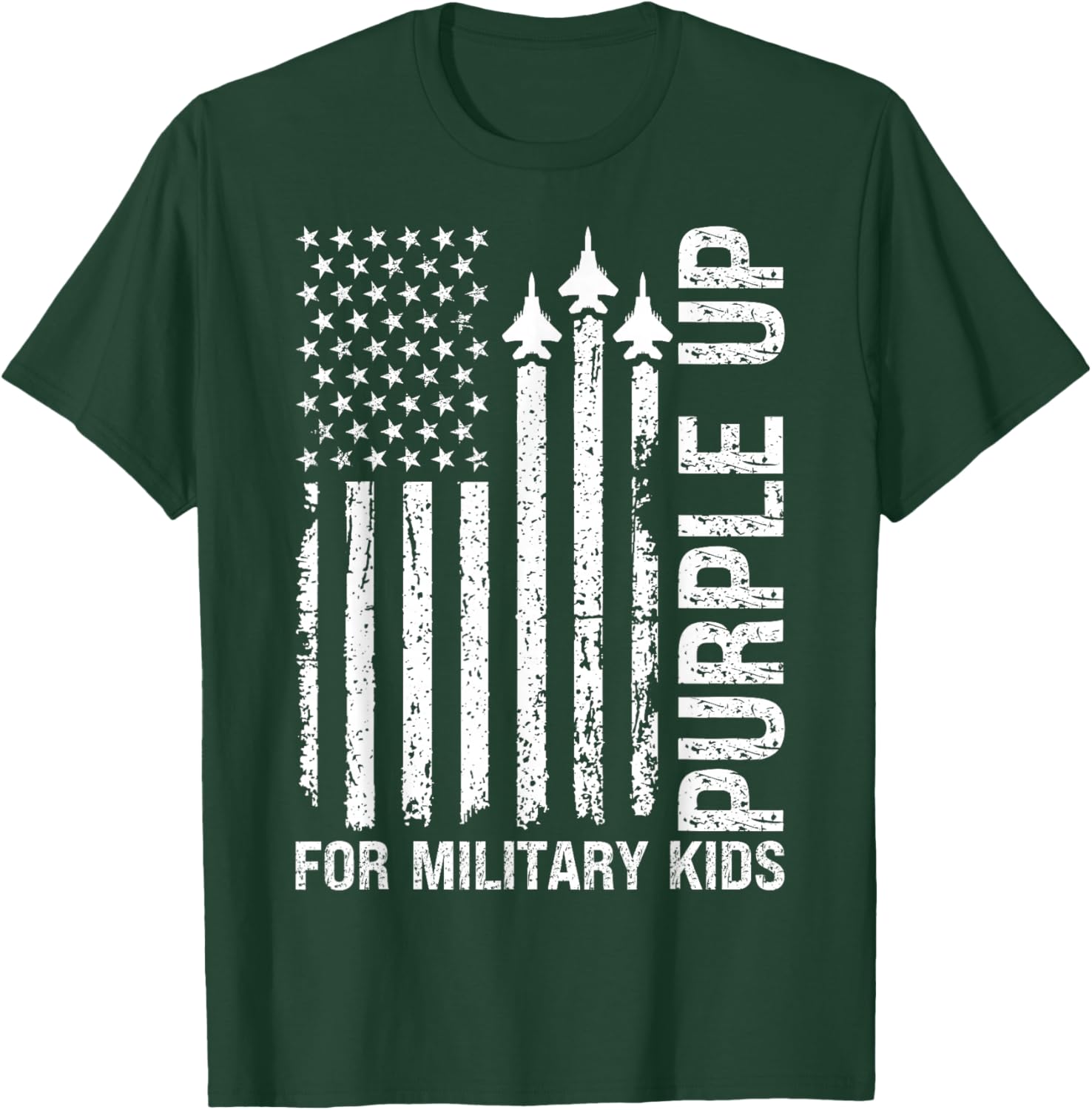 Purple Up For Military Kids USA Flag Military Child Month T-Shirt - T-Shirt | Forest