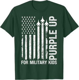 Purple Up For Military Kids USA Flag Military Child Month T-Shirt - T-Shirt | Forest
