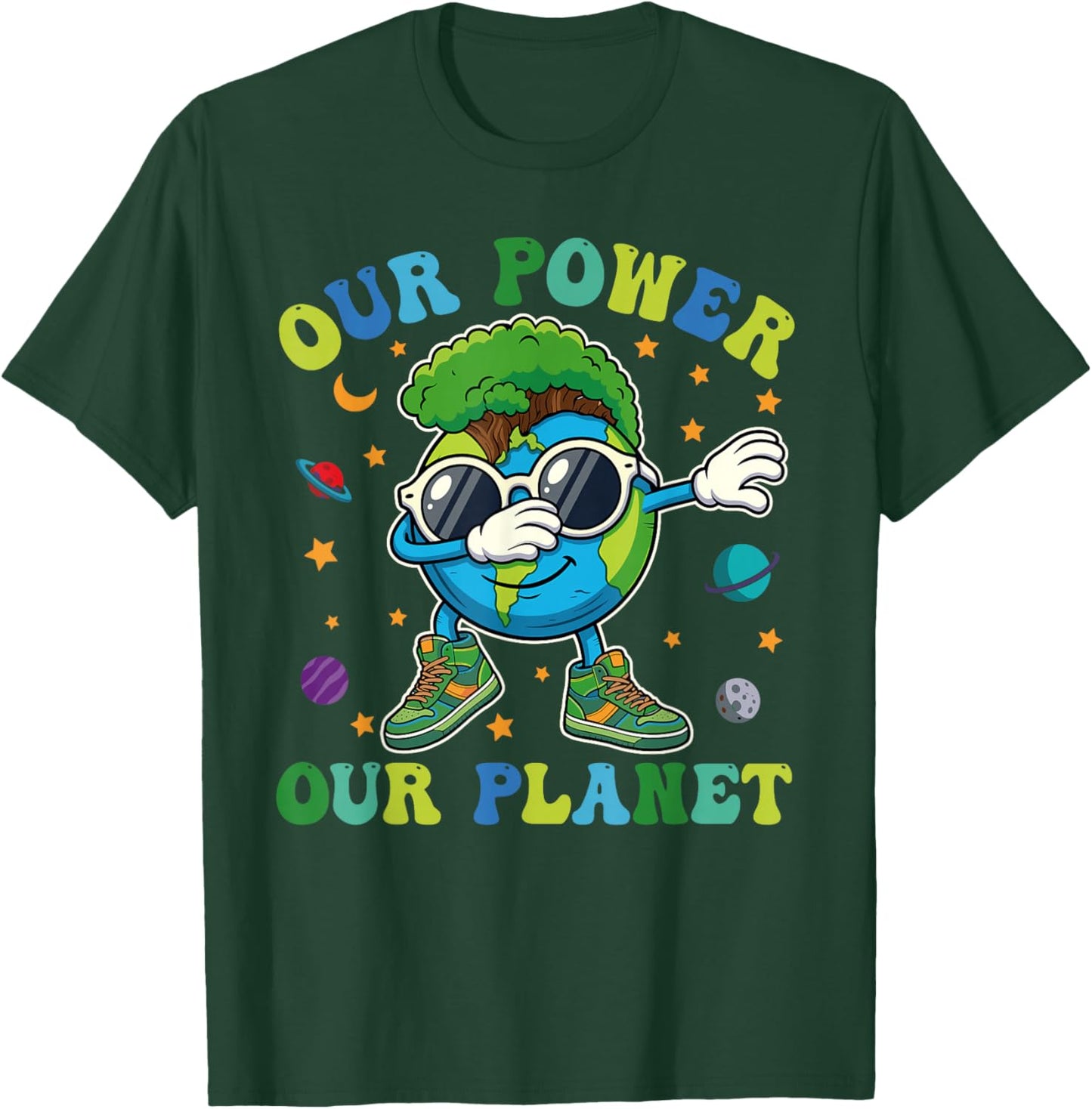 Earth Day 2026 Our Power Our Planet Happy Earth Day Men Boys T-Shirt - T-Shirt | Forest
