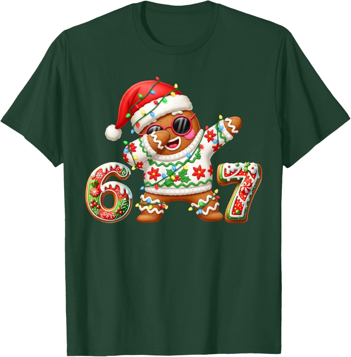 Funny Gingerbread Six Seven 67 Ice Cream Drip Christmas Boys T-Shirt - T-Shirt | Forest