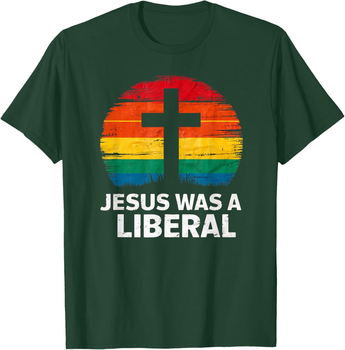 Jesus Was A Liberal Retro Vintage Sunset Progressive T-Shirt - T-Shirt | Forest