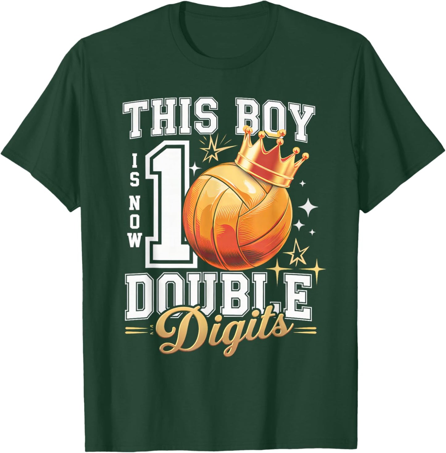 This Boy Double Digits Ten Volleyball 10 Years Old Birthday T-Shirt - T-Shirt | Forest