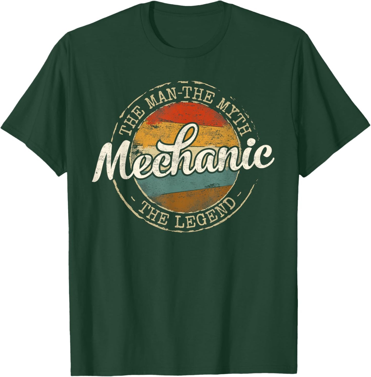 Mechanic Man Myth Legend Vintage Stamp Auto Technician T-Shirt - T-Shirt | Forest