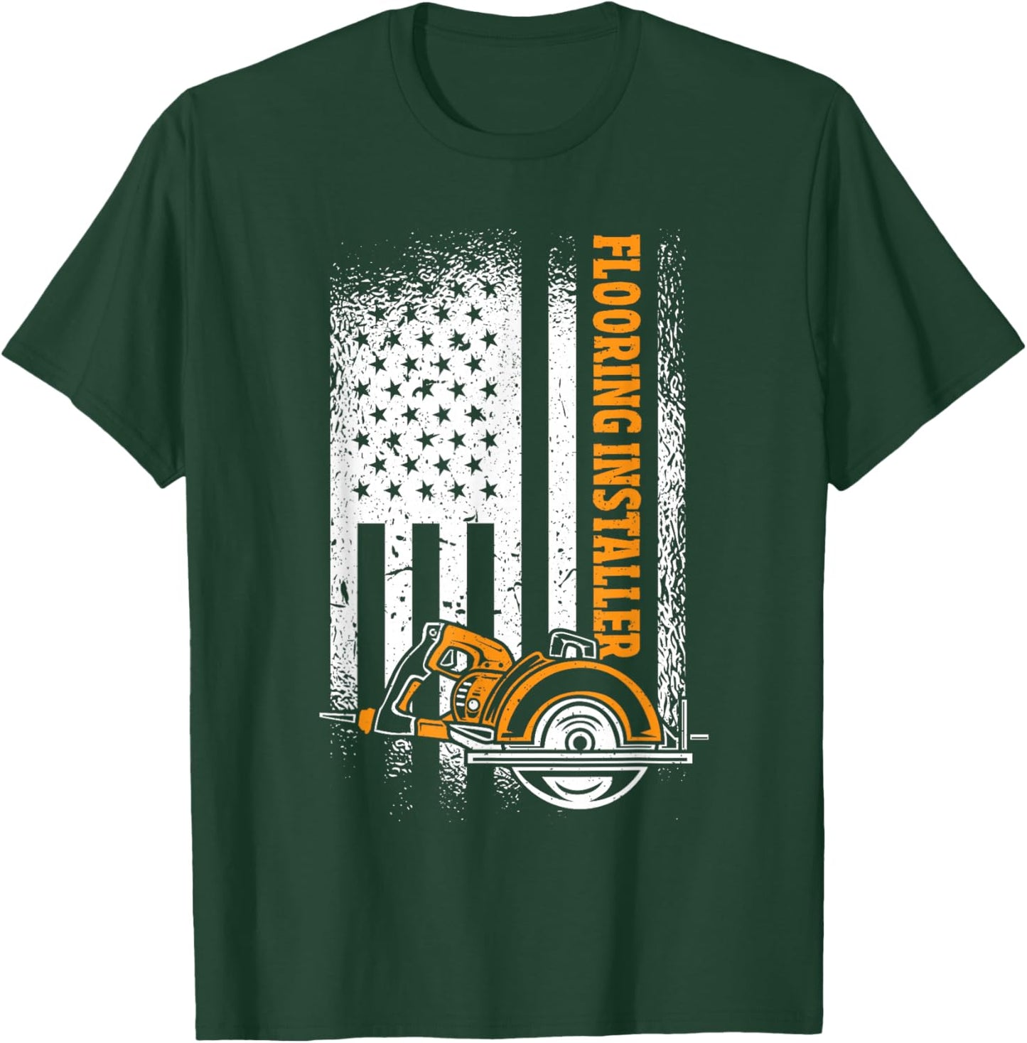 Floor Installer American Flag Flooring Installer T-Shirt - T-Shirt | Forest