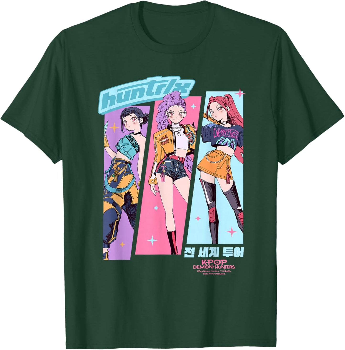 KPop Demon Hunters Huntrix Anime Sketch T-Shirt - T-Shirt | Forest