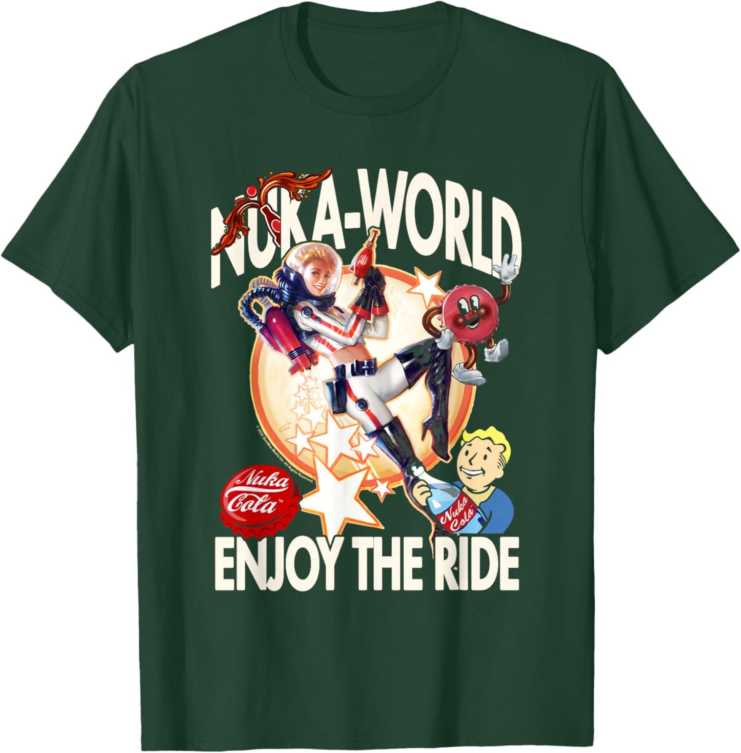 Fallout Video Game Nuka World Enjoy the Ride Vault Boy T-Shirt - T-Shirt | Forest