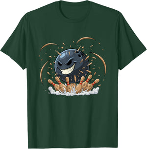 Angry Bowling Ball Smash Crazy Strike Power T-Shirt - T-Shirt | Forest