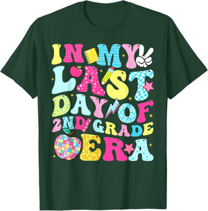 in My Last Day of 2nd Grade Era Groovy Boy Girl Student T-Shirt - T-Shirt | Forest