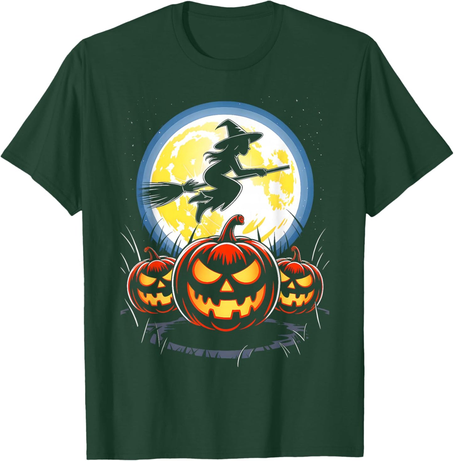 Scary Witch Creepy Pumpkin Halloween Night Adult Kid Costume T-Shirt - T-Shirt | Forest