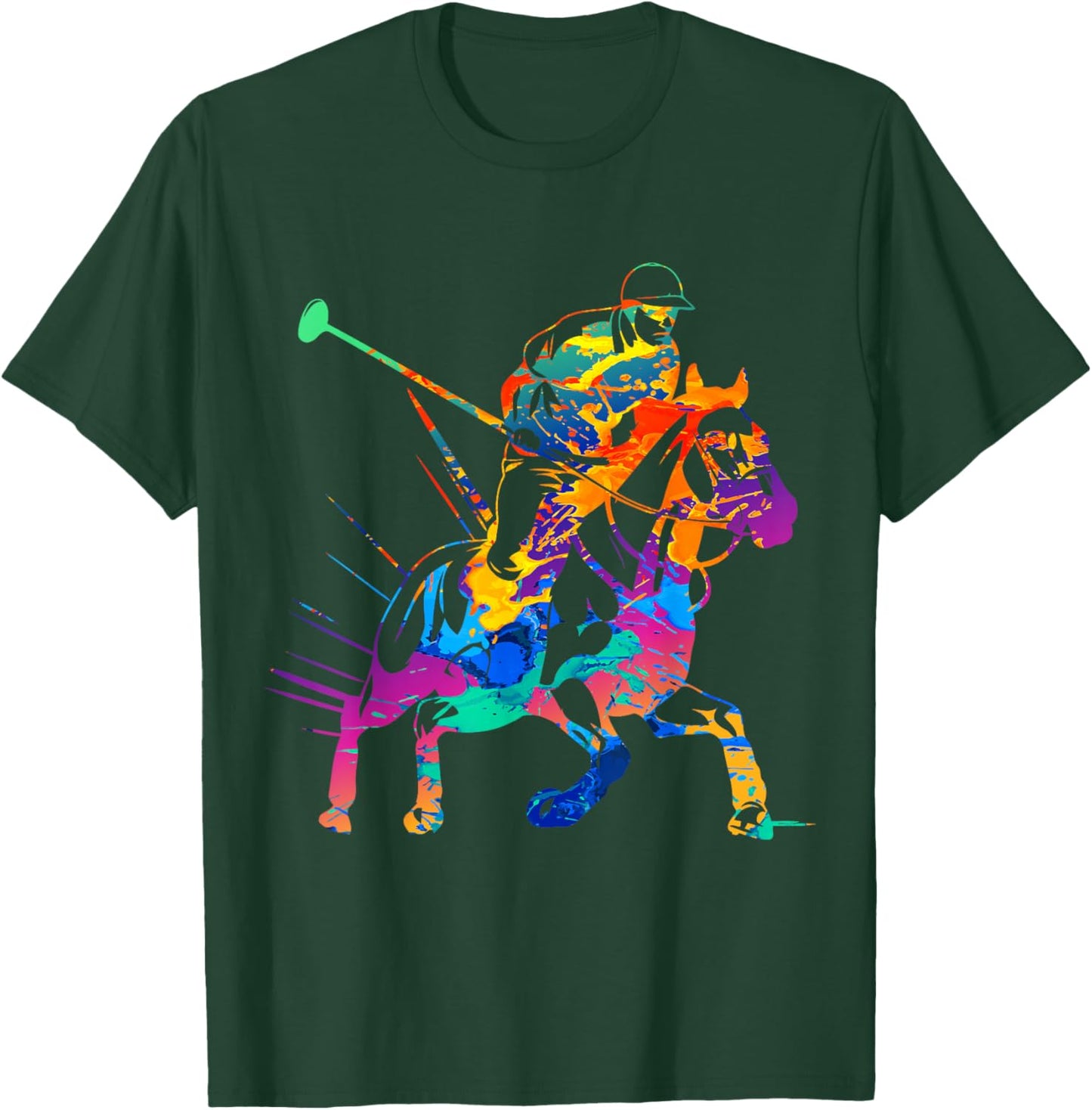 Polo Player Horse Sport Ride Riding Equestrian Sport Fan T-Shirt - T-Shirt | Forest