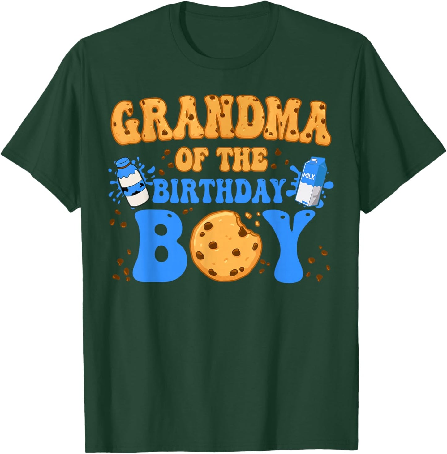 Grandma Of The Birthday Boy Milk and Cookies Lover T-Shirt - T-Shirt | Forest