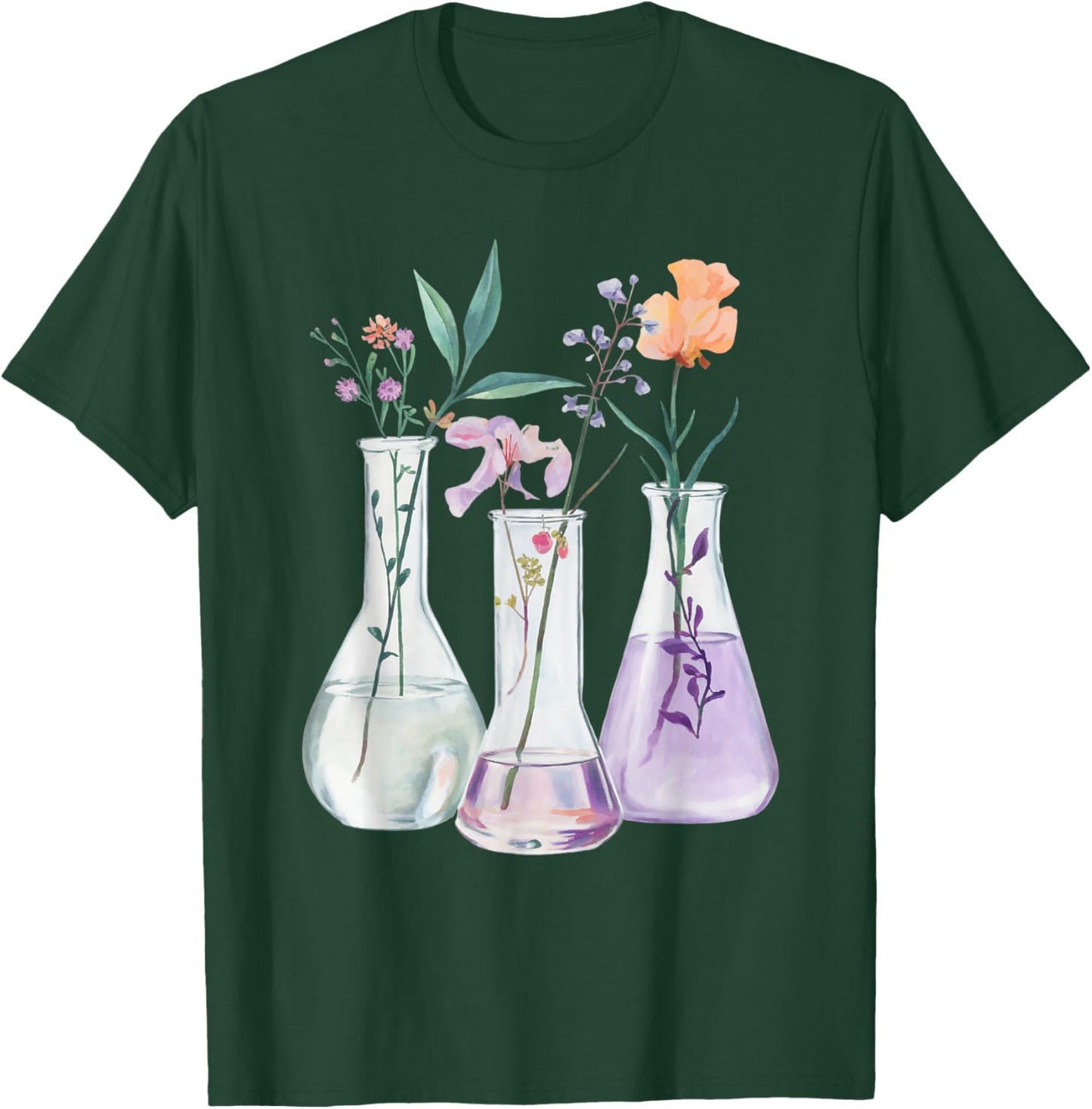 Flowers Test Tube Chemistry Student Science Teacher Women T-Shirt - T-Shirt | Forest