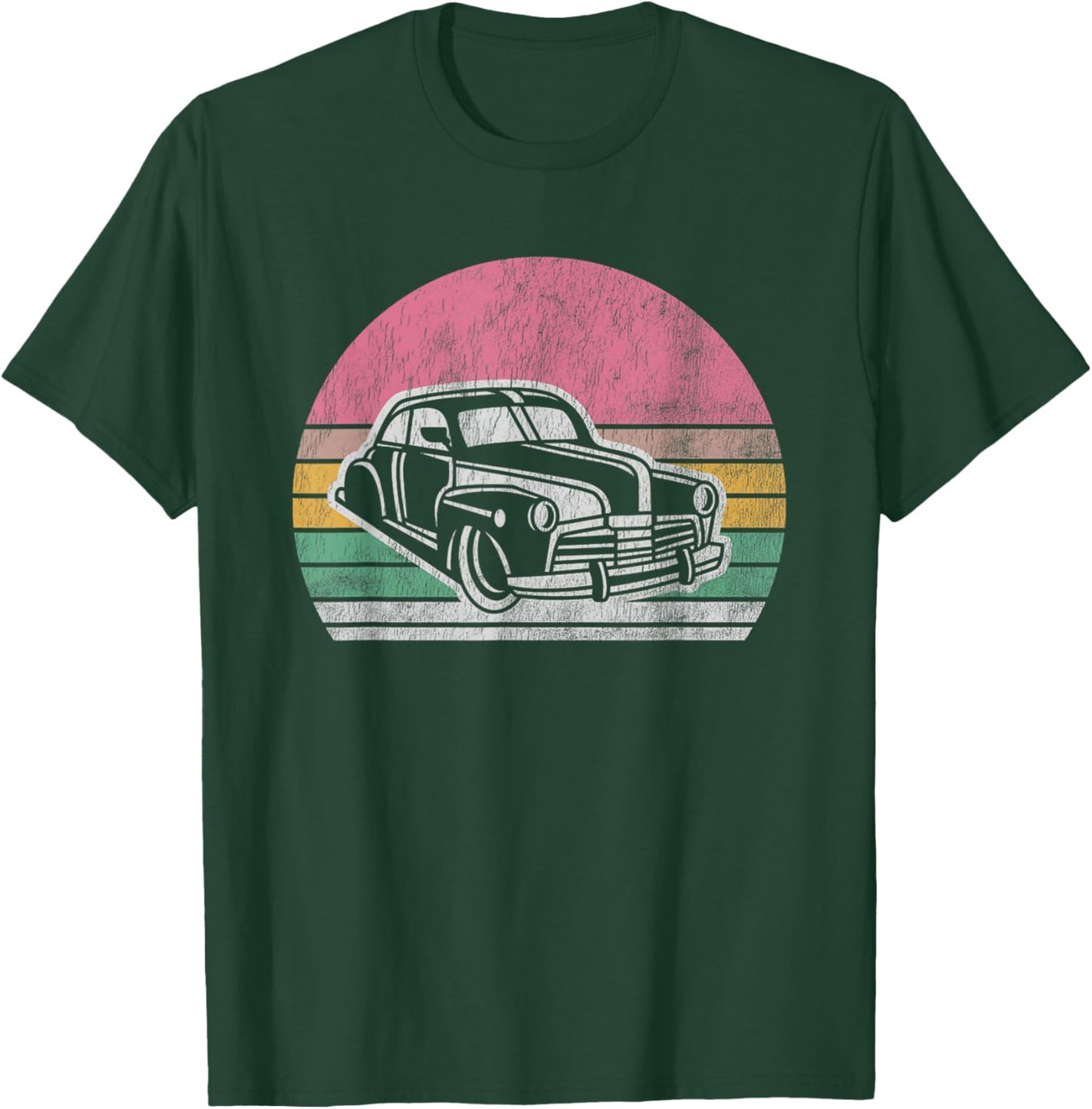 Vintage Classic Car Retro Sunset Graphic T-Shirt - T-Shirt | Forest