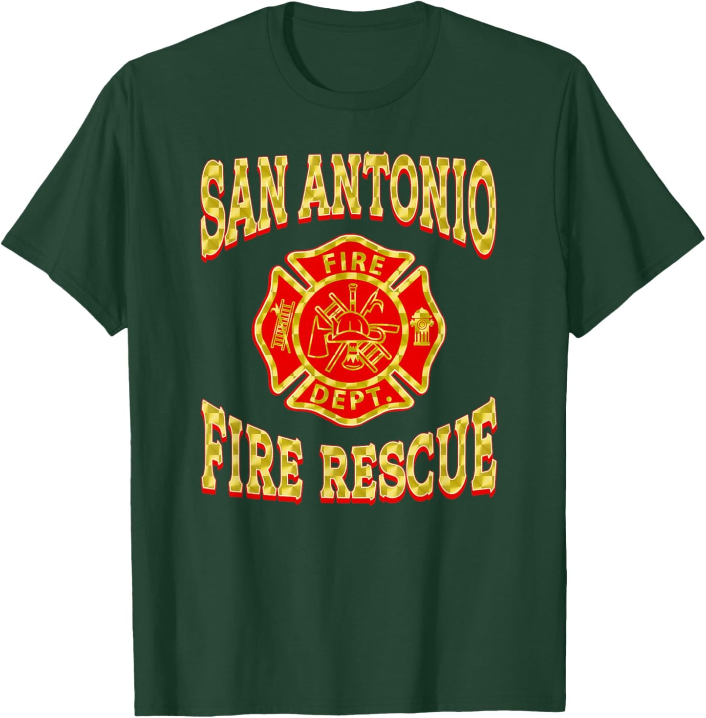 Retro San Antonio Fire Department Flag Texas Firefighter T-Shirt - T-Shirt | Forest