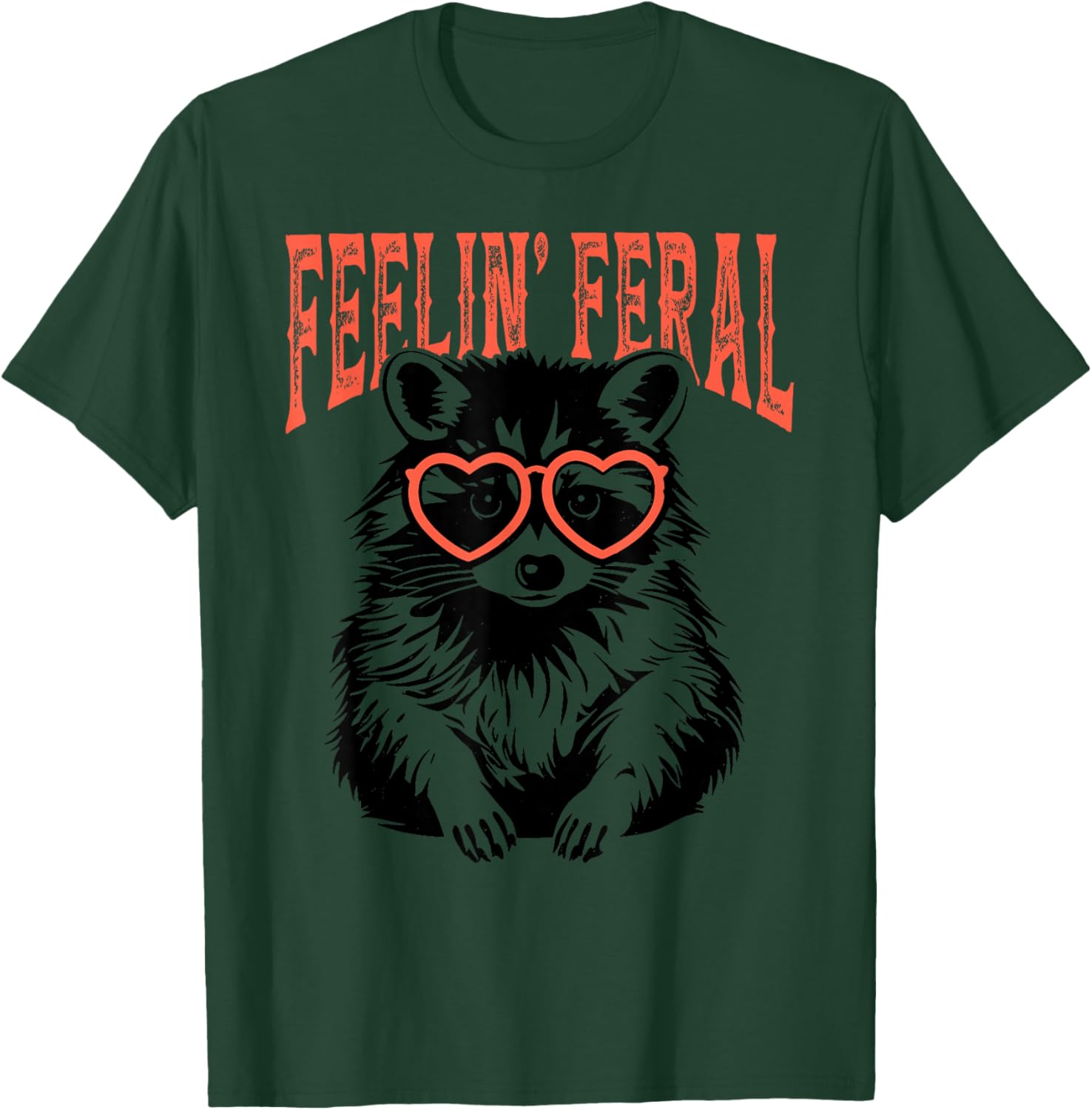 Funny Feelin Feral Cute Colorful Racoon With Coquette Racoon T-Shirt - T-Shirt | Forest