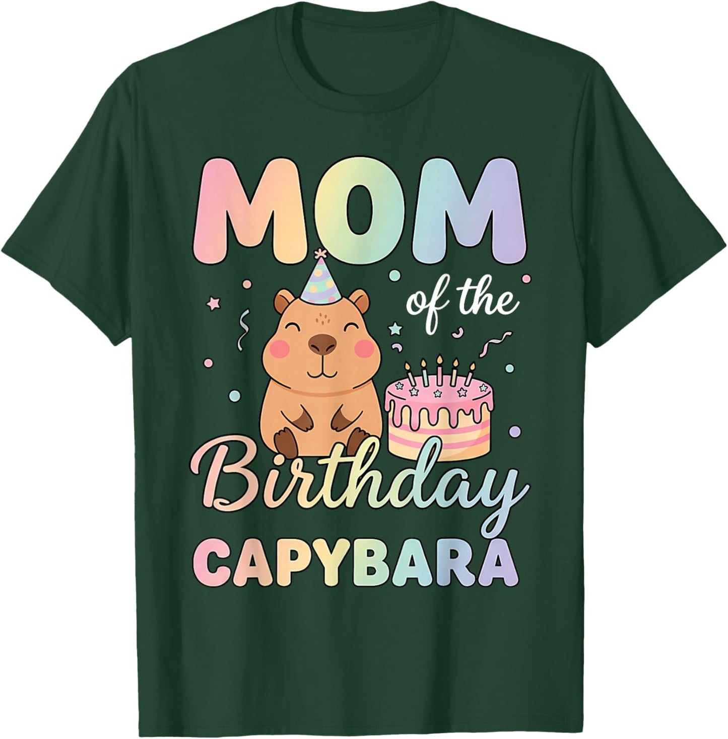 Mom of The Birthday Capybara Family Matching Birthday Party T-Shirt - T-Shirt | Forest