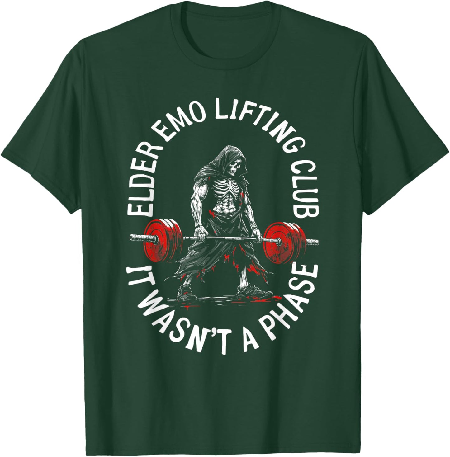 Elder Emo Lifting Club It Wasn't A Phase Skeleton Gym T-Shirt - T-Shirt | Forest