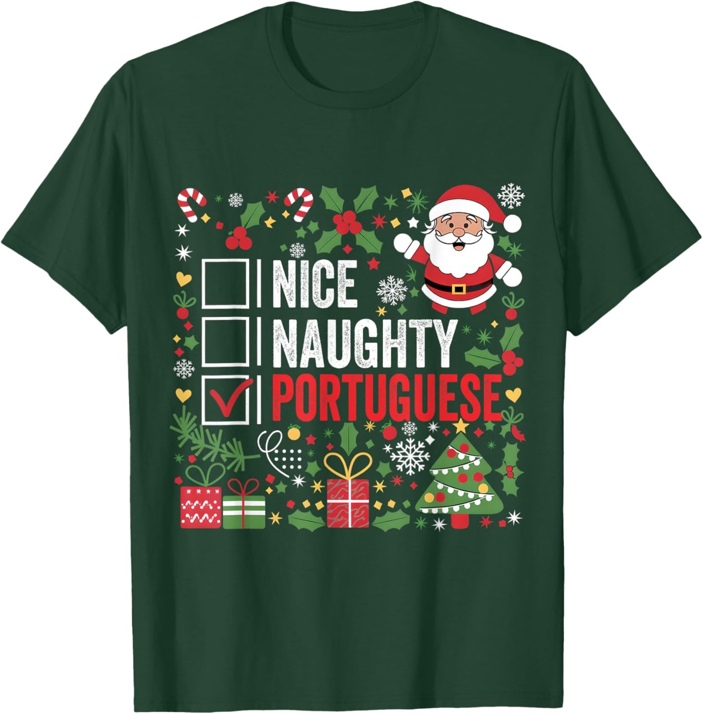 Nice Naughty Portuguese Christmas Santa Claus Portugal T-Shirt - T-Shirt | Forest