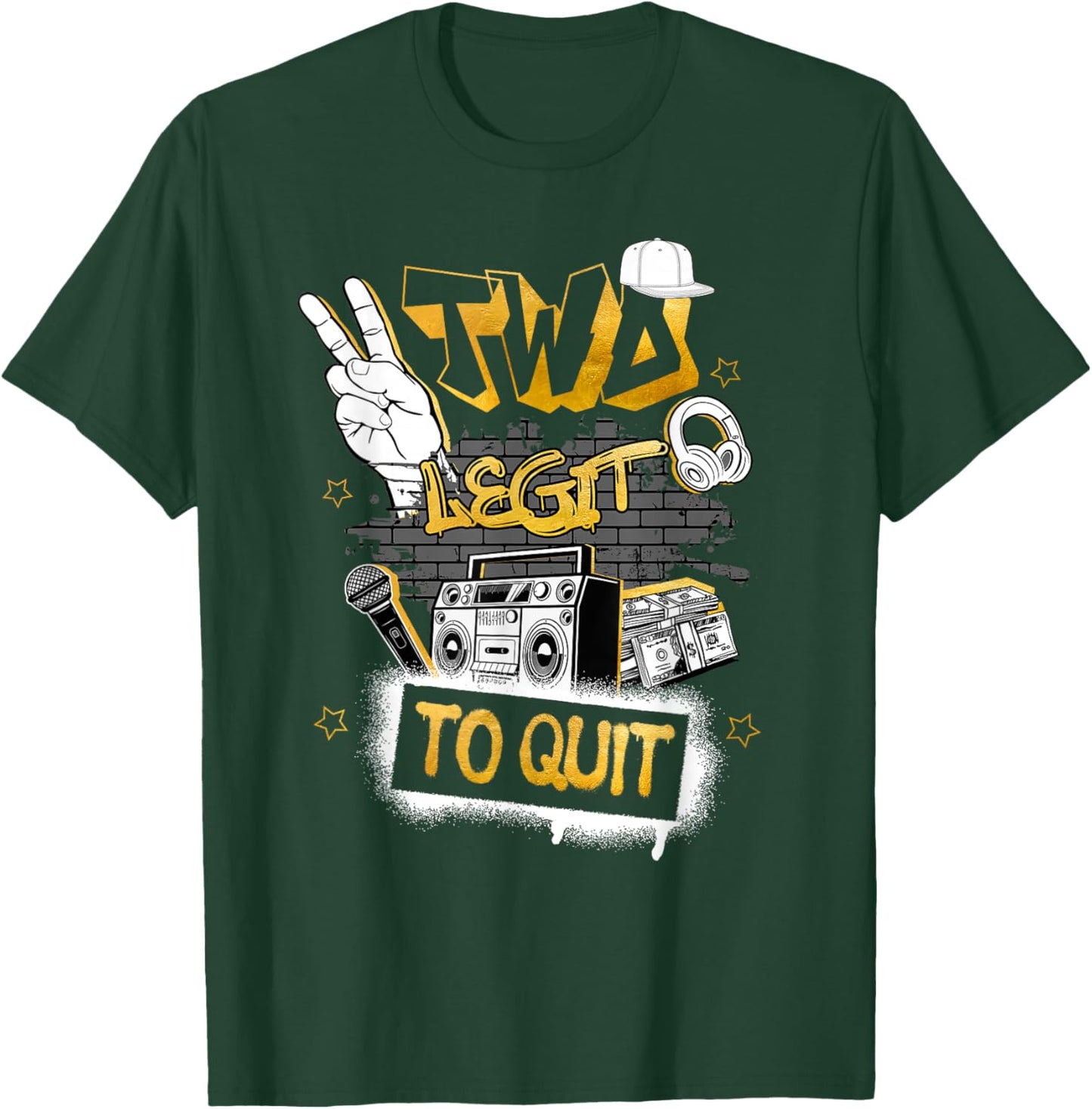 Two Legit To Quit Birthday Decorations 2nd Birthday Hip Hop T-Shirt - T-Shirt | Forest