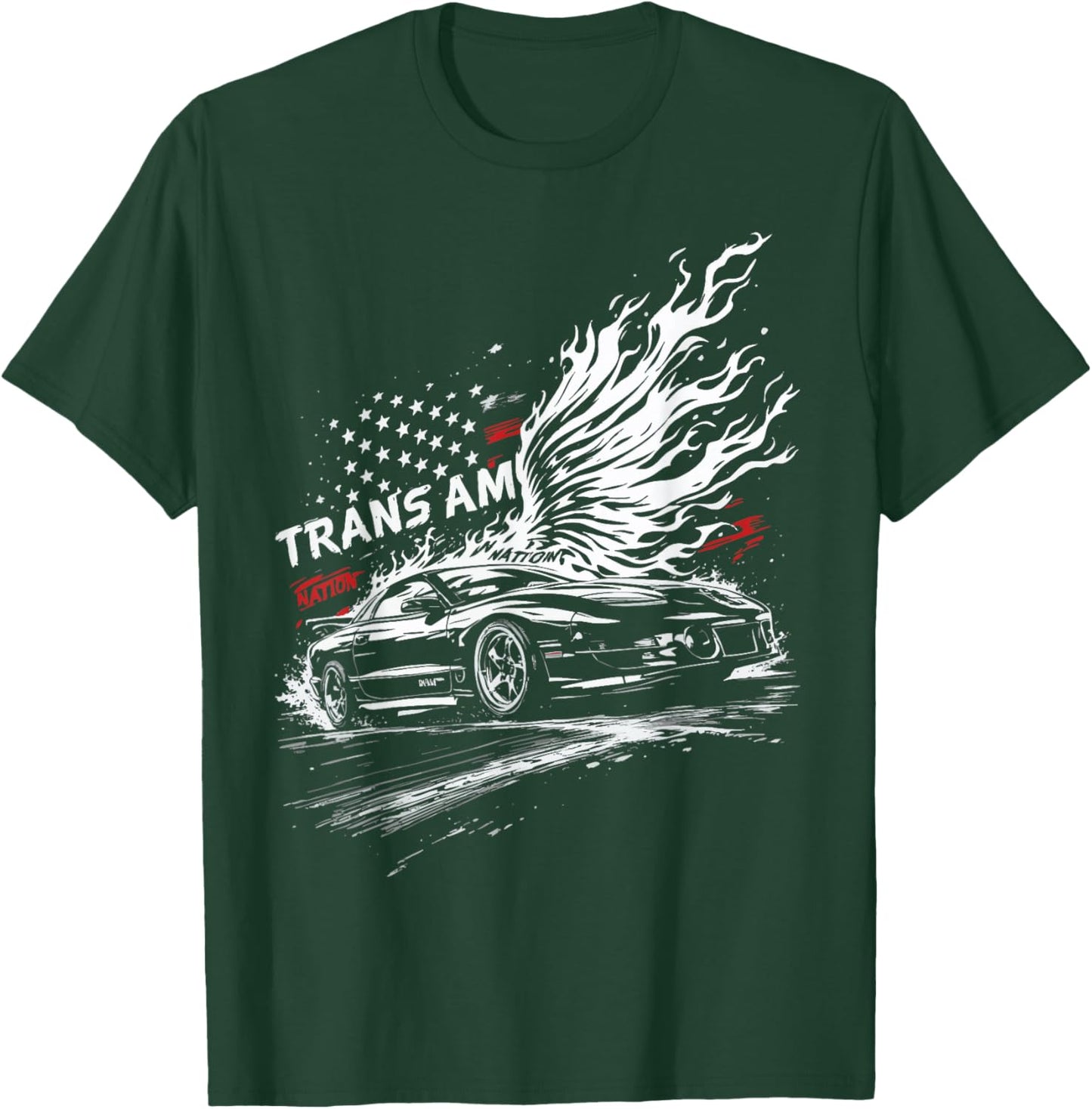 Trans Am Muscle Car 1990's Patriotic Flame USA Flag Trans AM T-Shirt - T-Shirt | Forest