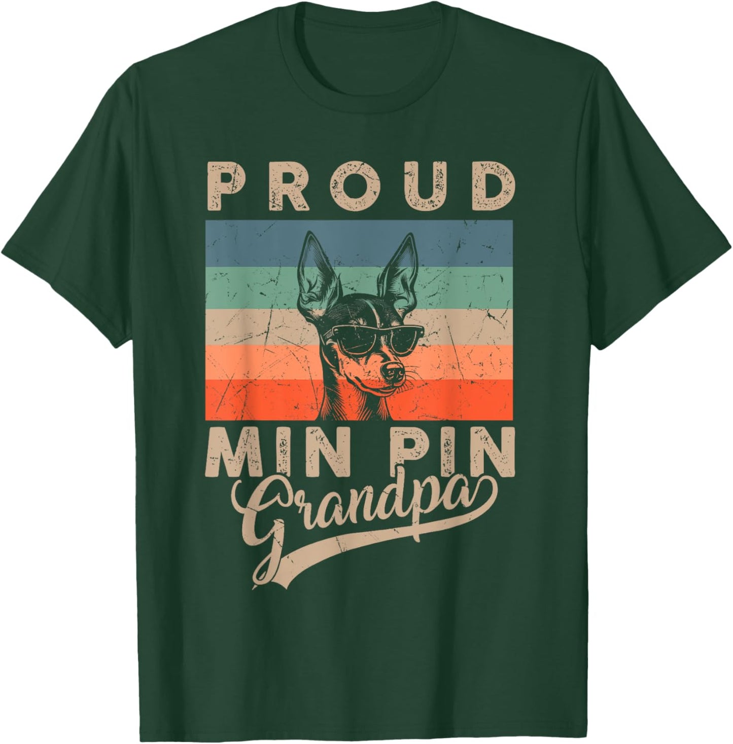 Vintage Proud Min Pin Dog Grandpa Dog Owners Father's Day Women Kids T-Shirt - T-Shirt | Forest