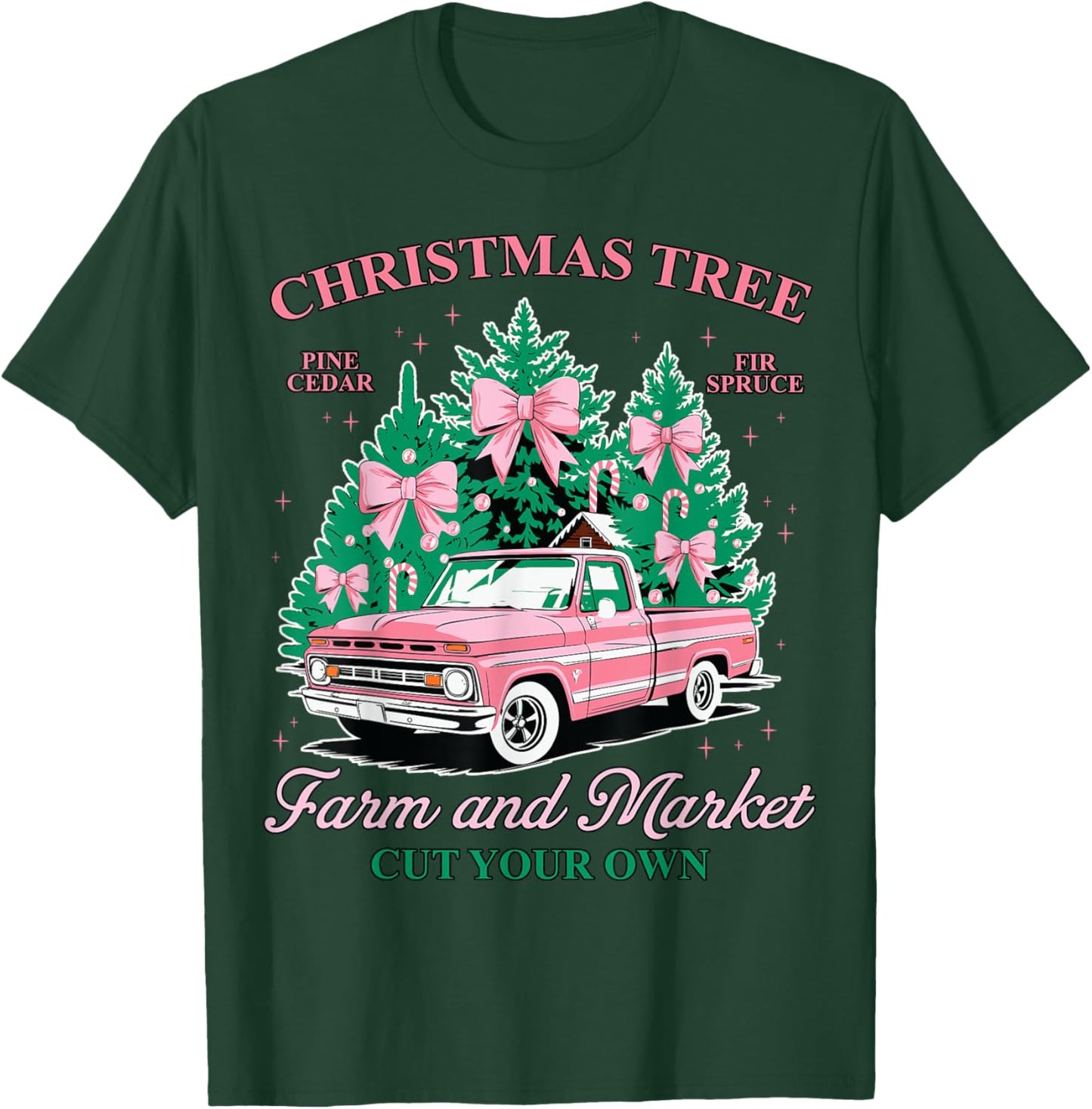 Vintage Christmas Tree Farm and Market Cut Your Own Holiday T-Shirt - T-Shirt | Forest