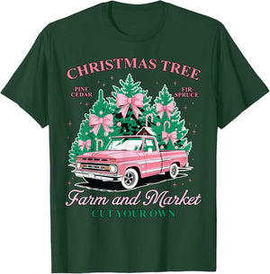 Vintage Christmas Tree Farm and Market Cut Your Own Holiday T-Shirt - T-Shirt | Forest