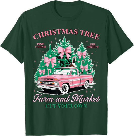 Vintage Christmas Tree Farm and Market Cut Your Own Holiday T-Shirt - T-Shirt | Forest