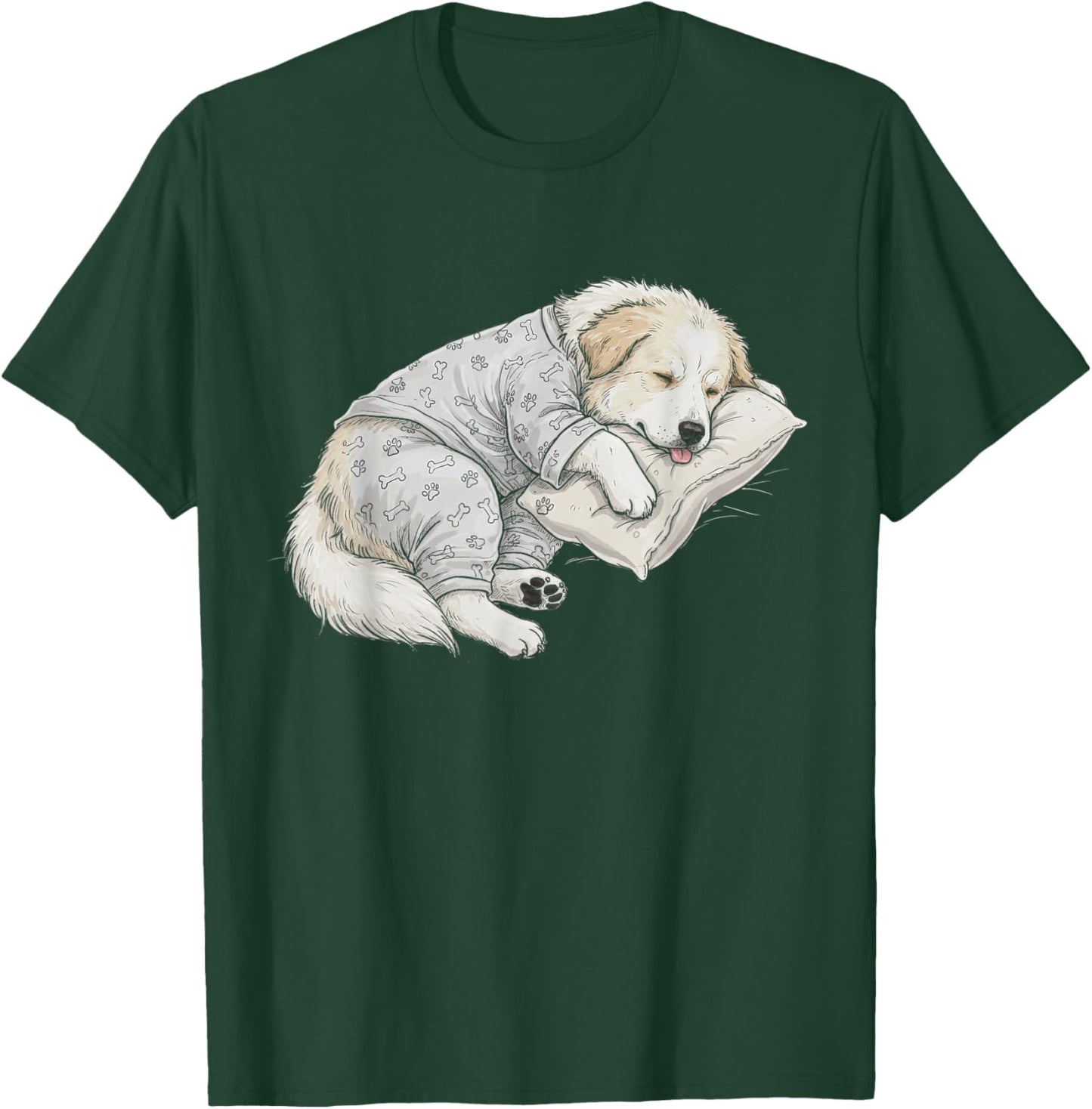 Funny Sleepy Great Pyrenees Pajama Men Women Kids T-Shirt - T-Shirt | Forest
