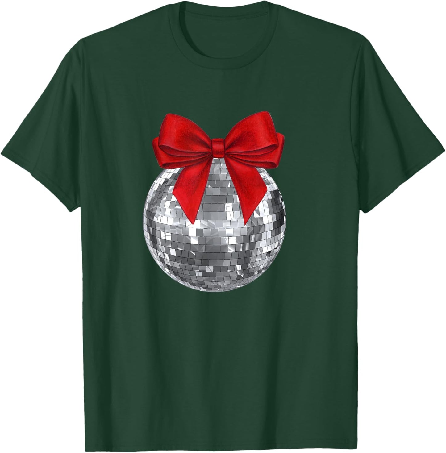 Disco Ball Red Bow Coquette Girly Aesthetic T-Shirt - T-Shirt | Forest