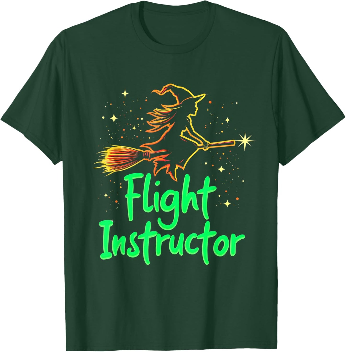 Flight Instructor Witch Broomstick T-Shirt - T-Shirt | Forest