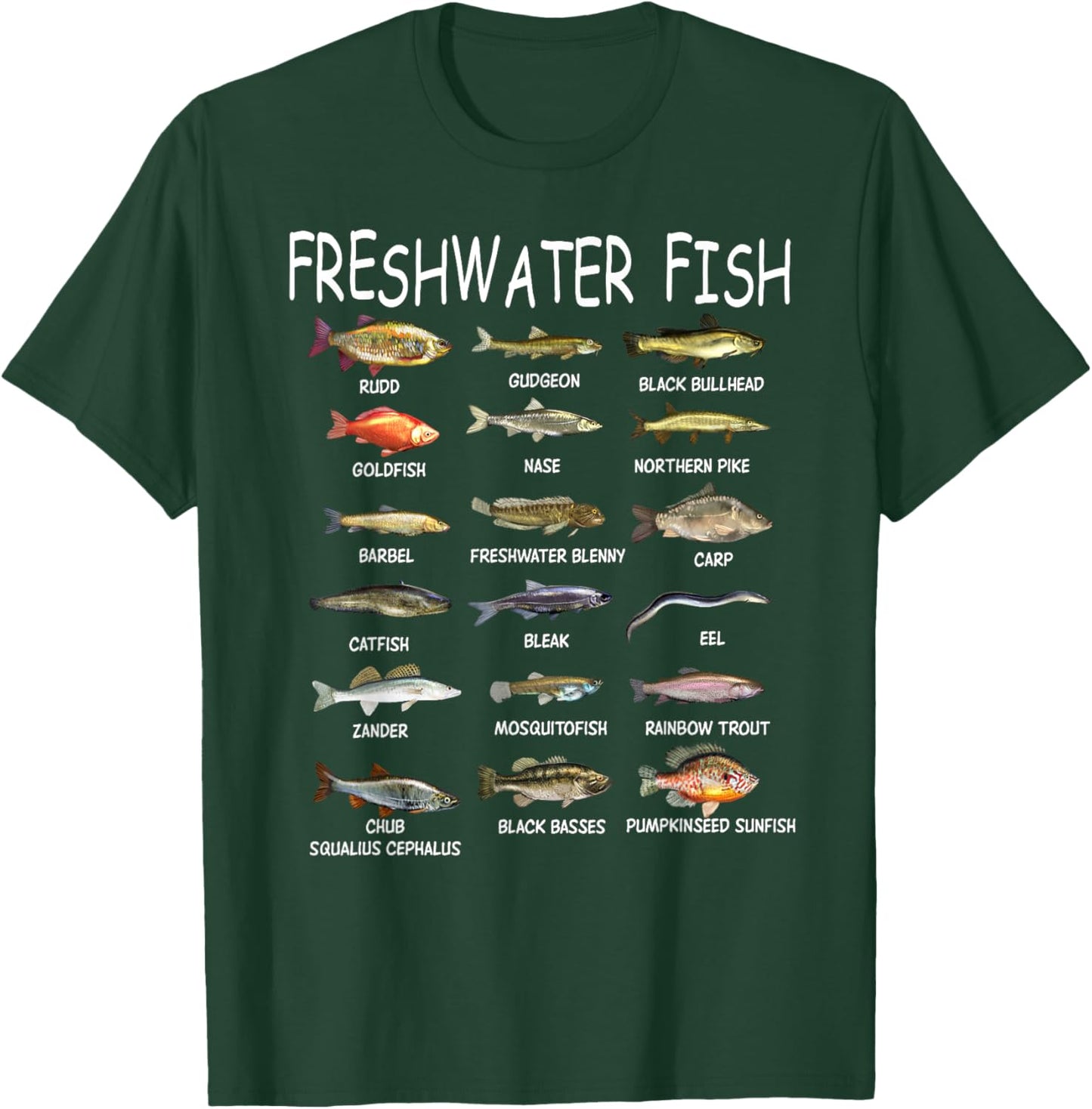 Fish Species Biology Types Of Freshwater Fish Fishing T-Shirt - T-Shirt | Forest
