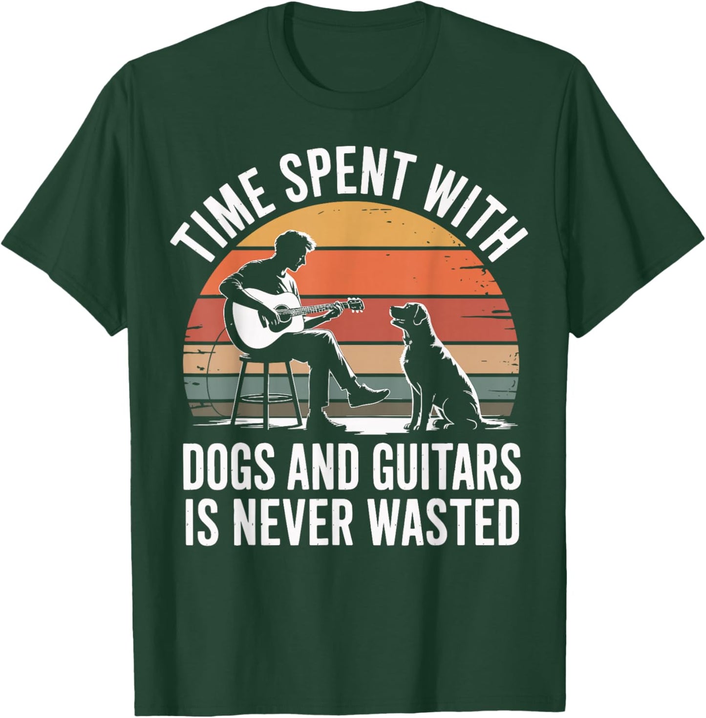 Time Spent with Dogs and Guitars is Never Wasted T-Shirt - T-Shirt | Forest