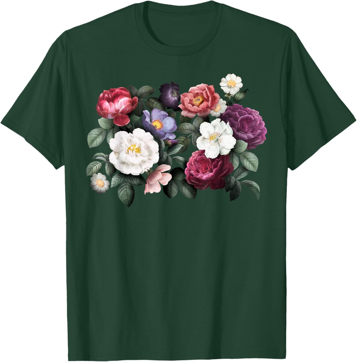 Vintage Flowers Bouquet Floral Garden Lover Botanical Plants T-Shirt - T-Shirt | Forest