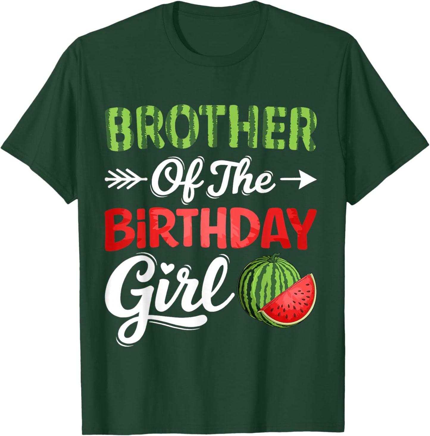 Watermelon Brother of The Birthday Girl Watermelon Pattern T-Shirt - T-Shirt | Forest