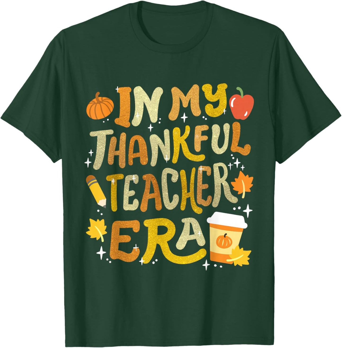 In My Thankful Teacher Era Retro Groovy Thanksgiving Women T-Shirt - T-Shirt | Forest