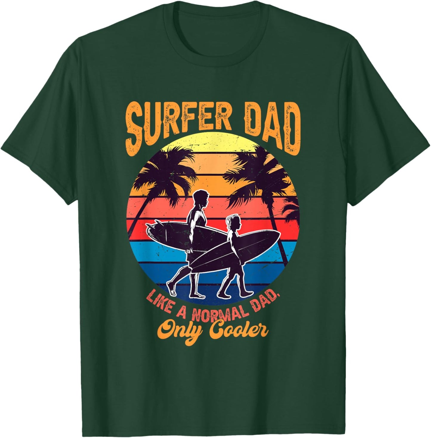 Surfer Dad Fathers Day Beach Surfing Lover Papa Husband T-Shirt - T-Shirt | Forest