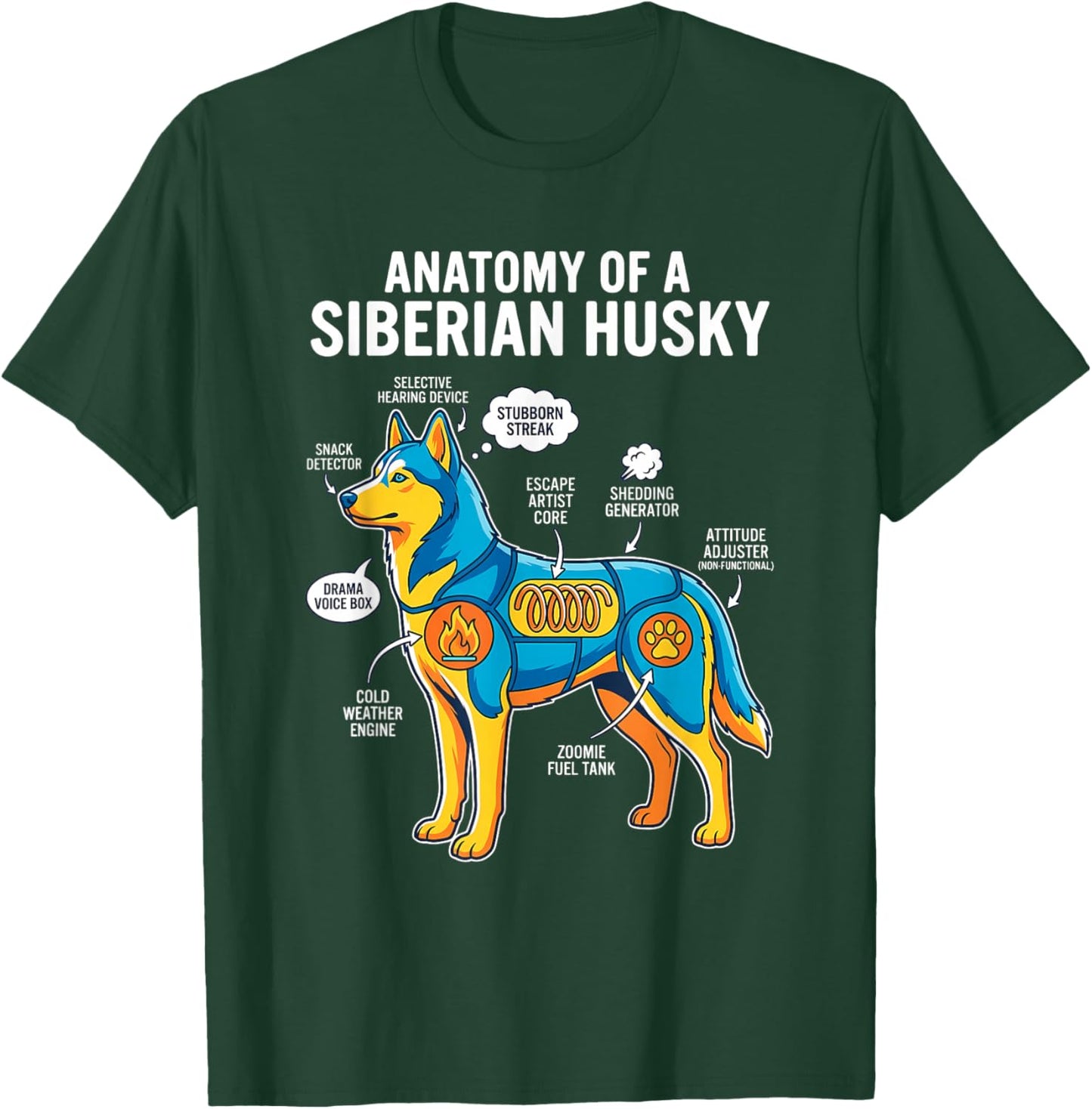 Siberian Husky Anatomy Diagram T-Shirt - T-Shirt | Forest