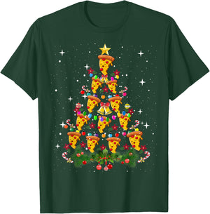 Pizza Christmas Tree Light Pizza Fast Food Lover Xmas Gifts T-Shirt - T-Shirt | Forest