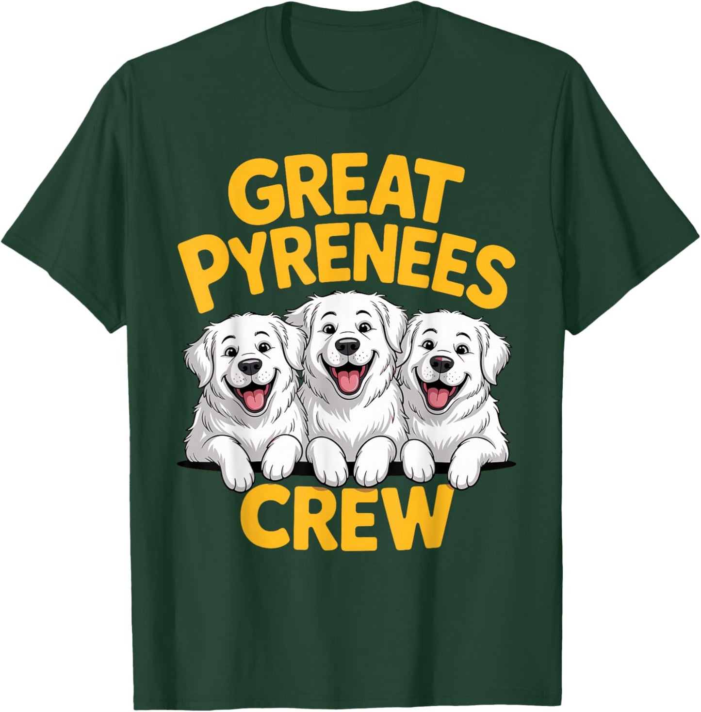 Great Pyrenees Crew Cartoon Pet Guardian Dog Breed PYR LGD T-Shirt - T-Shirt | Forest