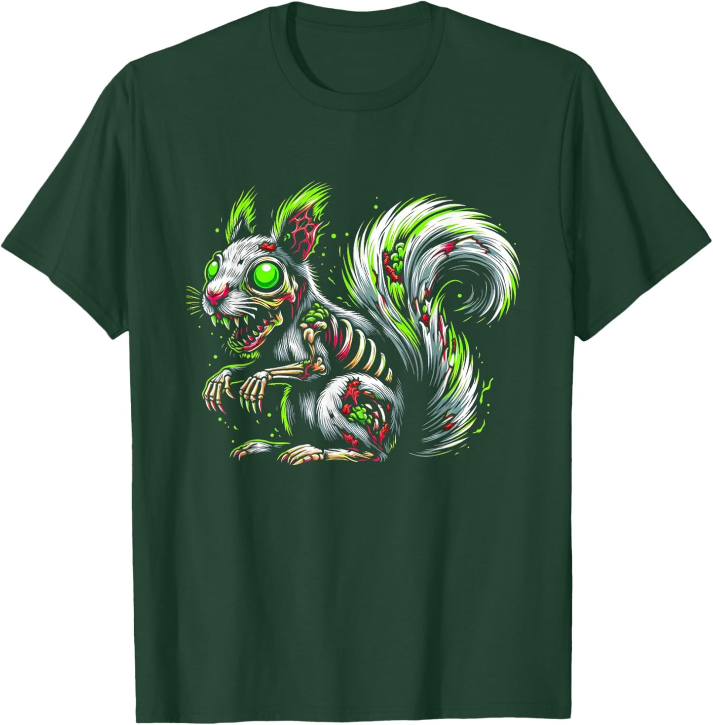 Zombie Squirrel Dark Halloween Horror Skeleton Creepy Gifts T-Shirt - T-Shirt | Forest