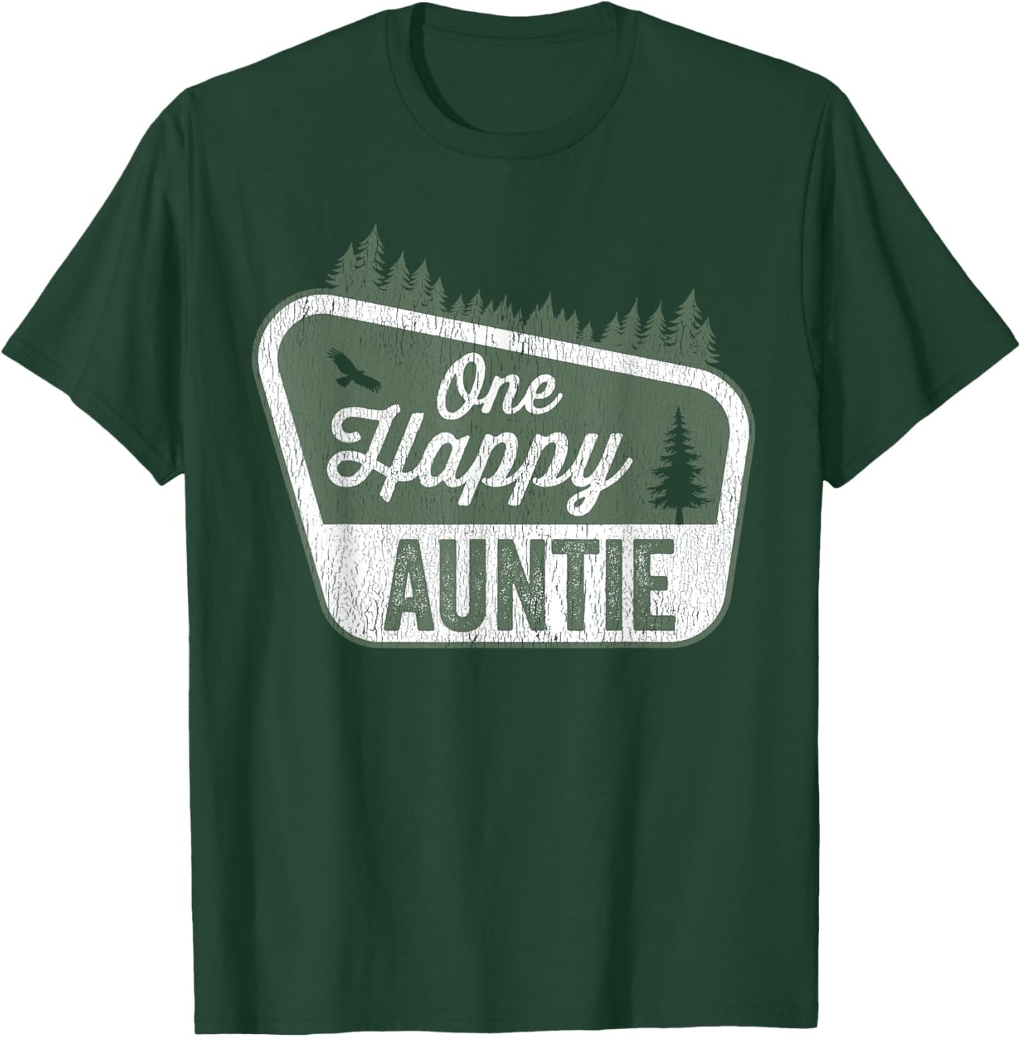 One Happy Auntie Matching Family Birthday Party Camping T-Shirt - T-Shirt | Forest