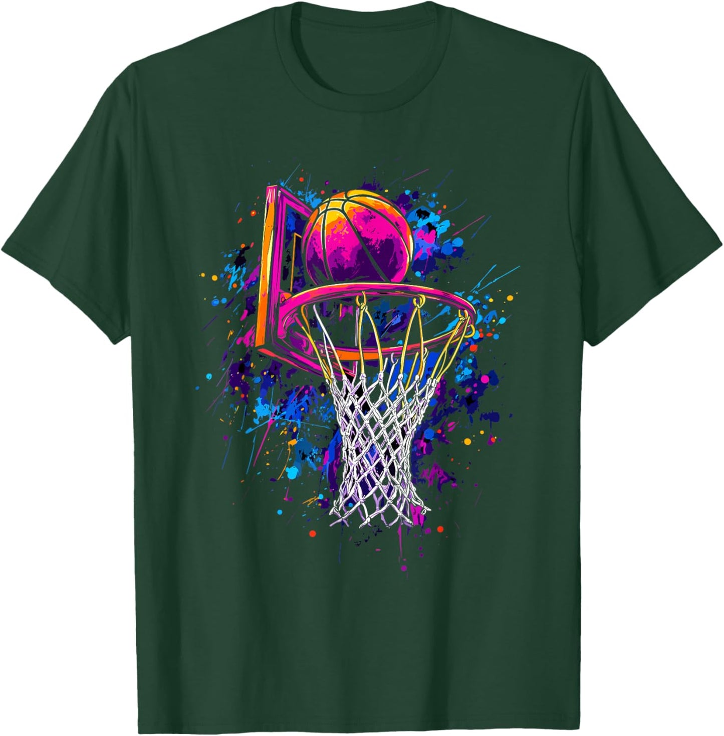 Colorful Basketball Tie Dye Color,Splash Basketball Hoop Net T-Shirt - T-Shirt | Forest