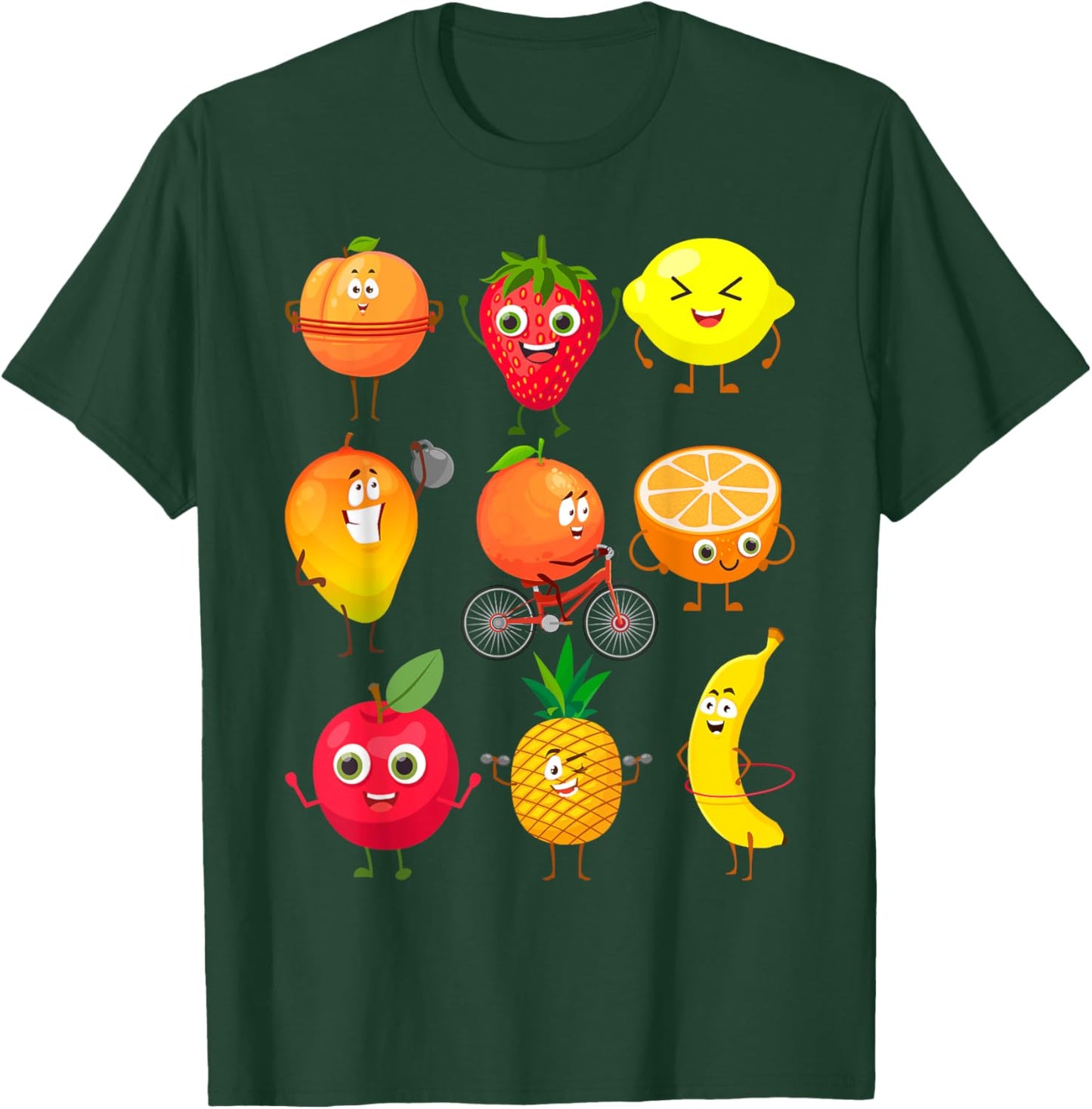 Funny Fruits Collage Fruit and Vegetables T-Shirt - T-Shirt | Forest
