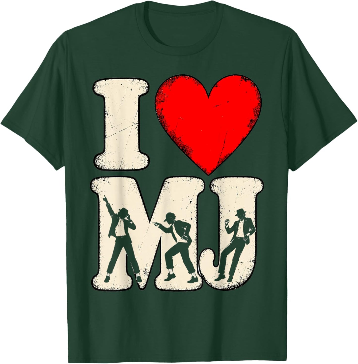 I Love MJ Vintage Fan Merch Red Heart T-Shirt - T-Shirt | Forest