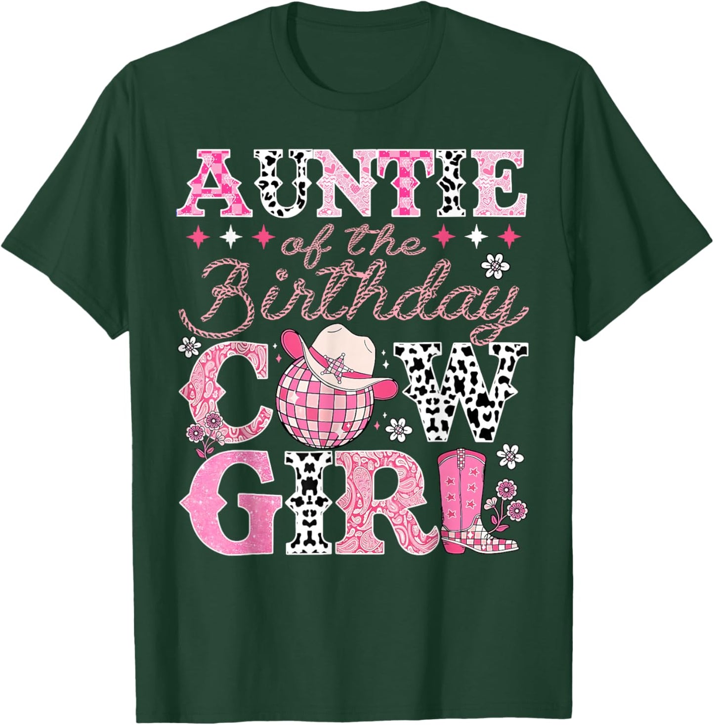 Auntie of The Birthday Cowgirl Rodeo Western Bday Party T-Shirt - T-Shirt | Forest